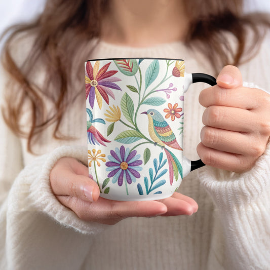 Decorative Floral Bird Design Coffee Mug product
