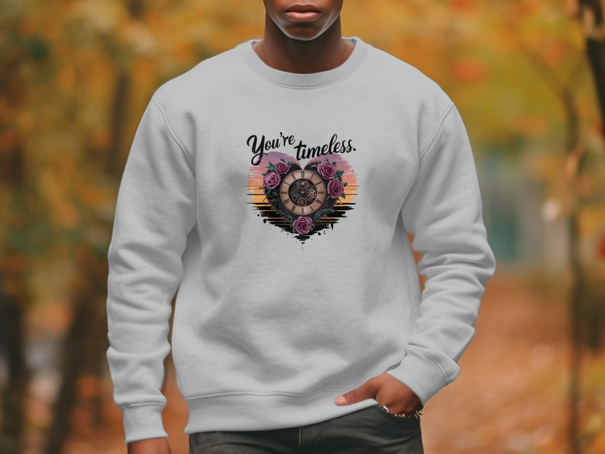 You're Timeless Text and Clock Graphic Sweatshirt product