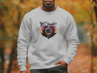 You're Timeless Text and Clock Graphic Sweatshirt product