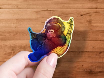 Relaxing Gorilla in Hammock Sticker product