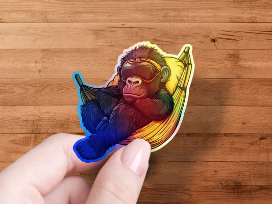 Relaxing Gorilla in Hammock Sticker product