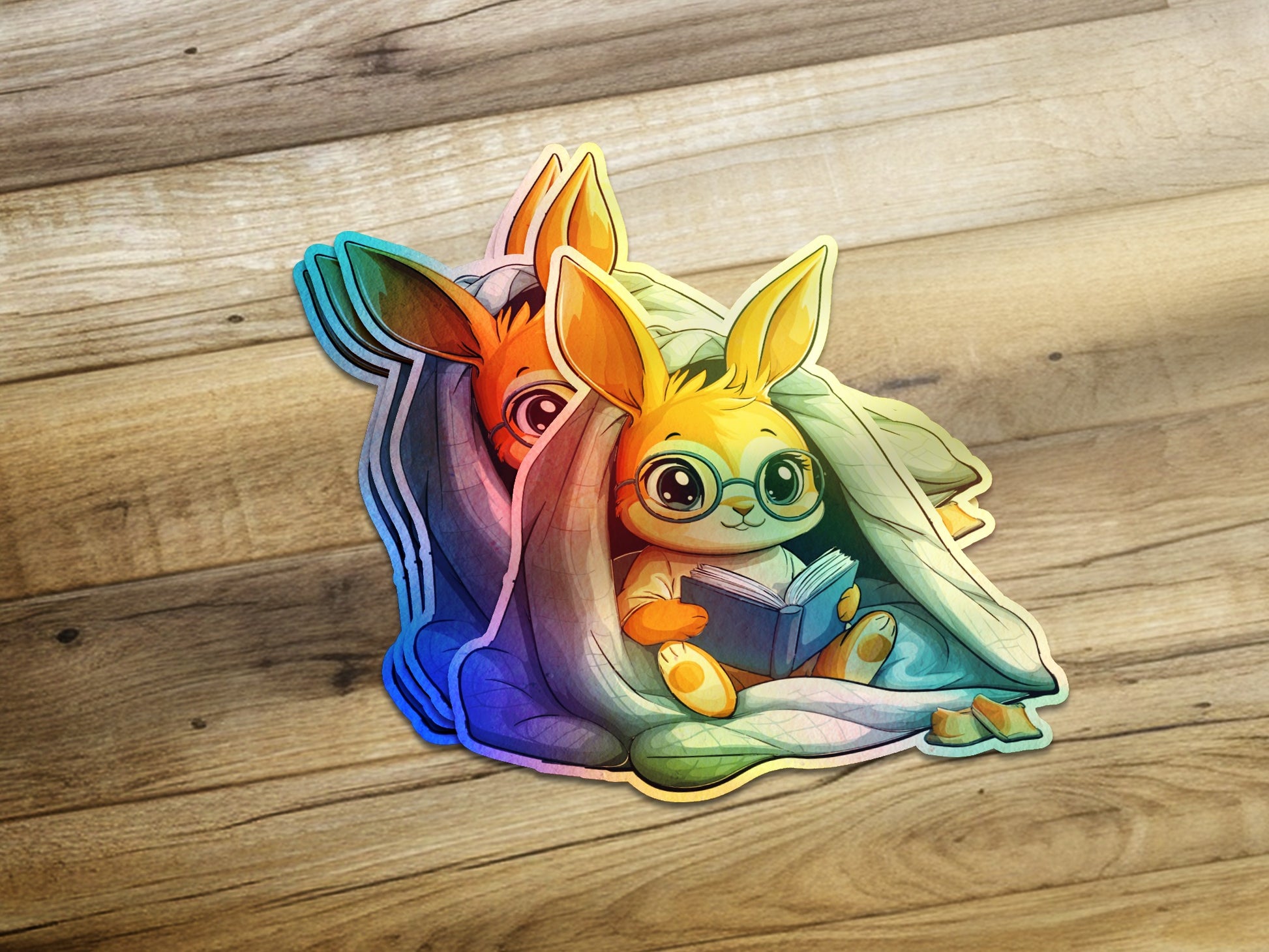 Adorable Bunny Reading Book Sticker Pack product type