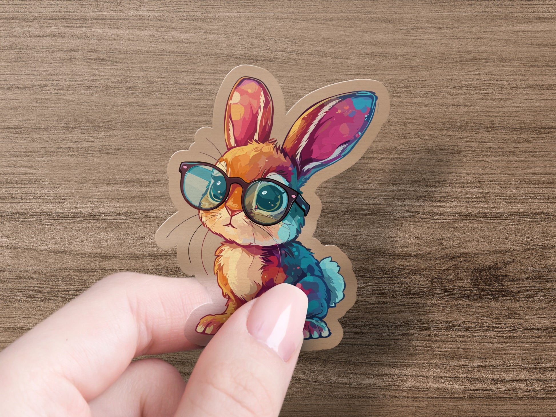 Adorable Bunny With Glasses Sticker product