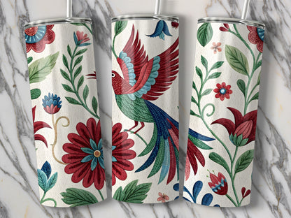 Colorful Floral Bird Design Tumbler Product Type