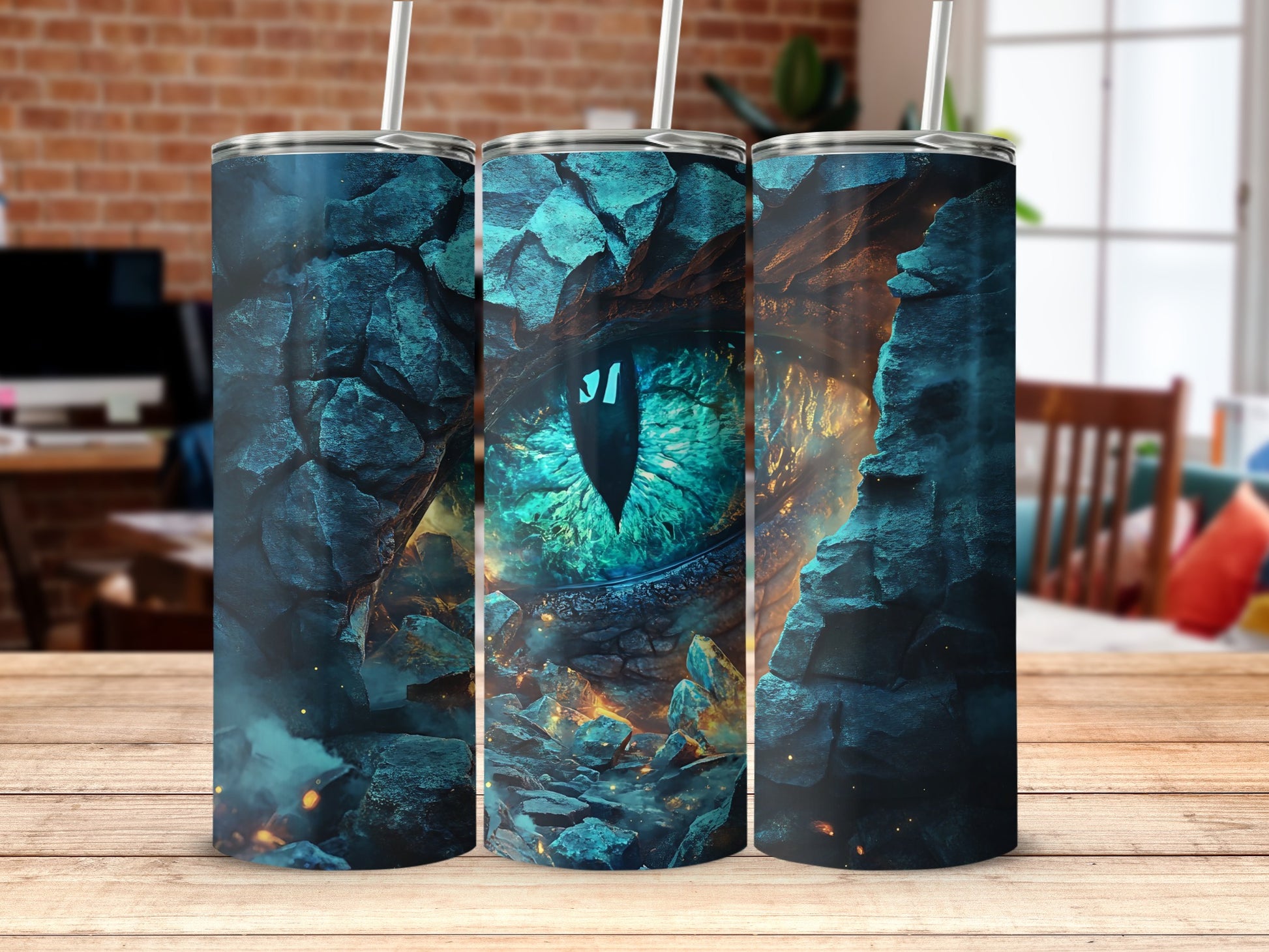 Fiery Dragon Eye Tumbler Unique Drinkware Product