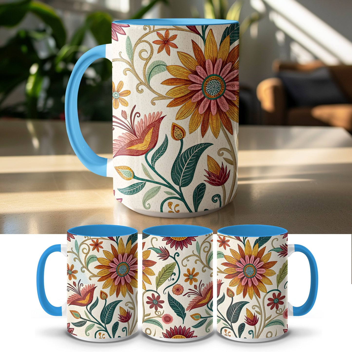 Floral Pattern Ceramic Tea or Coffee Mug product type