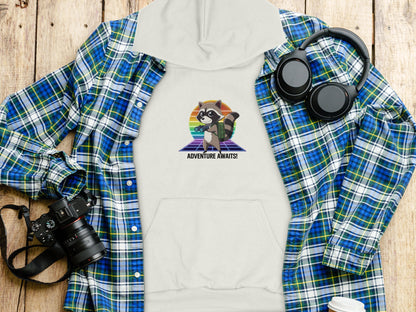 Adventure Awaits Raccoon Hoodie Casual Wear product type