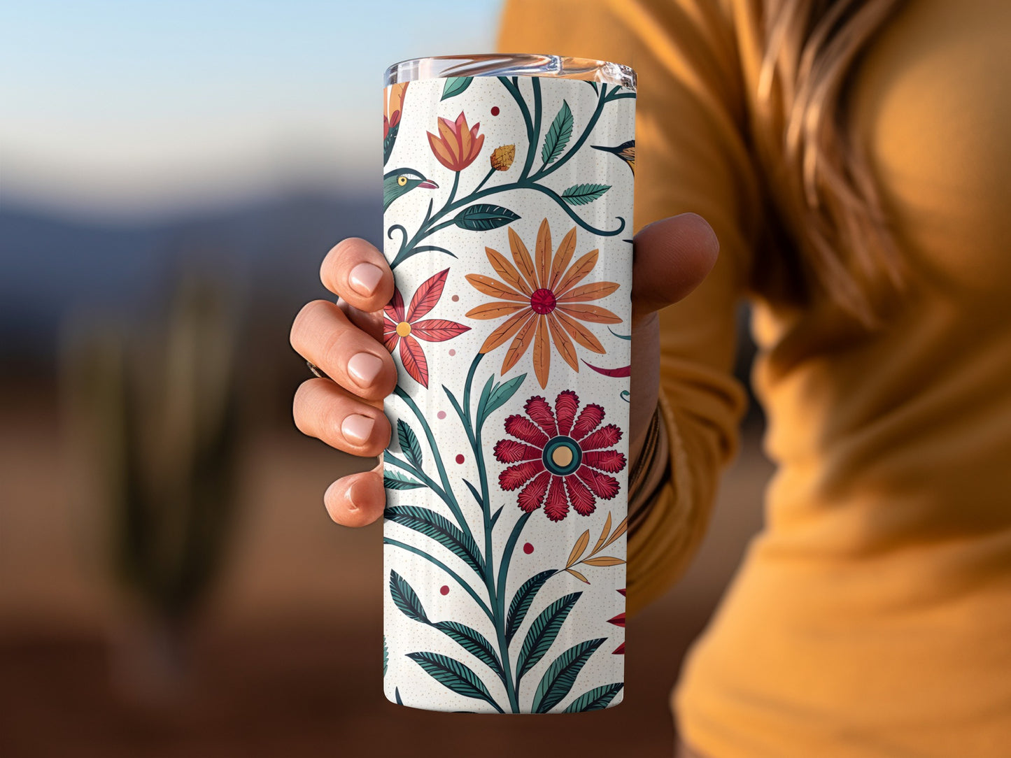 Colorful Floral Print Travel Tumbler product