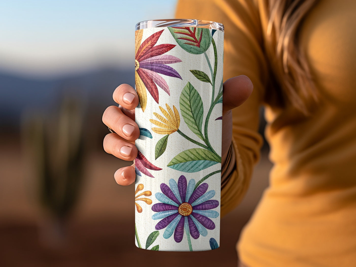 Colorful Floral Design Insulated Travel Mug product type