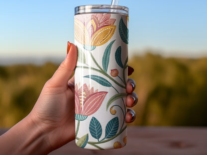 Colorful Floral Patterned Travel Tumbler Product