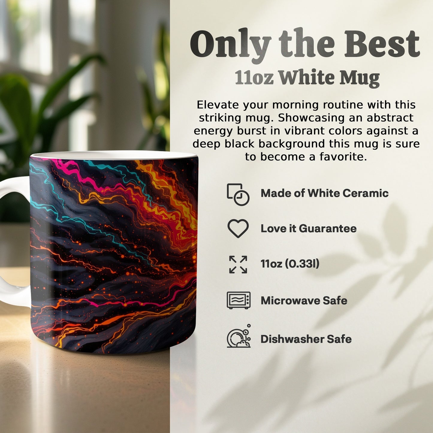 Elevate Your Mornings With Vibrant 11oz White Mug product