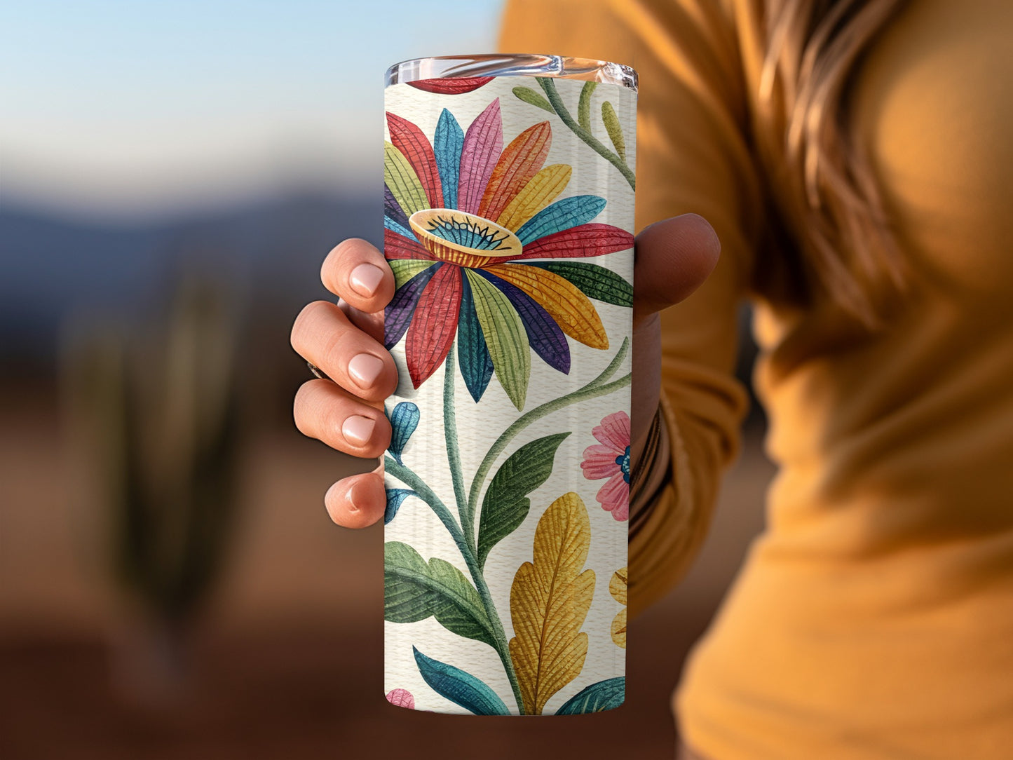 Colorful Floral Print Drinking Tumbler product