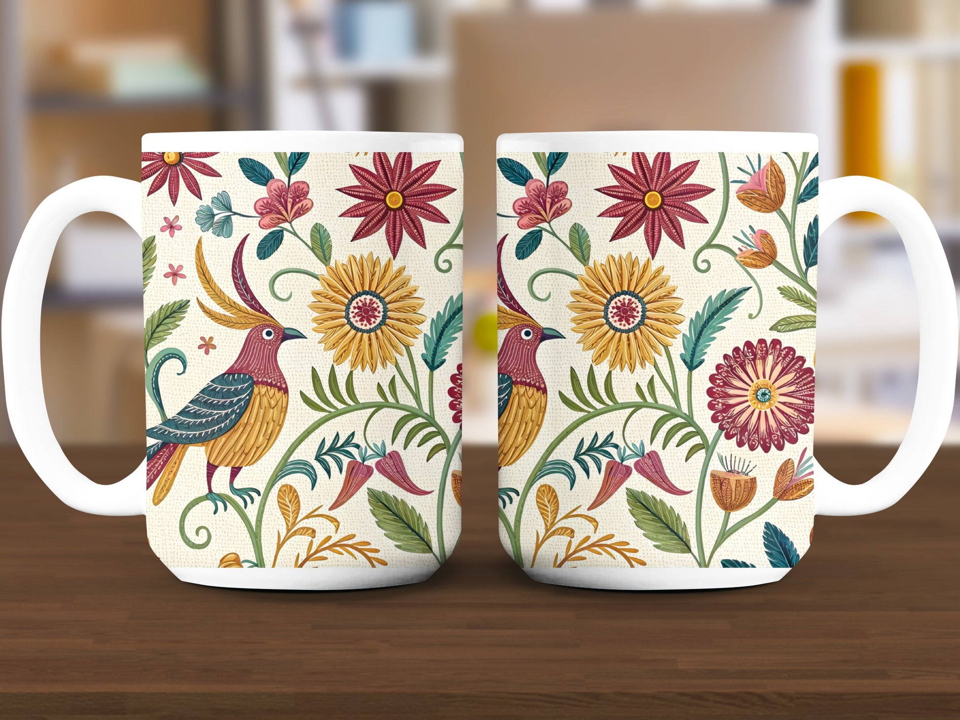 Colorful Floral Bird Pattern Mug product