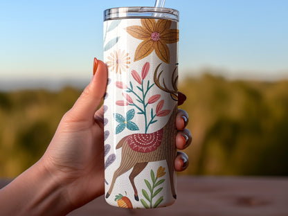 Colorful Floral Deer Design Insulated Tumbler product
