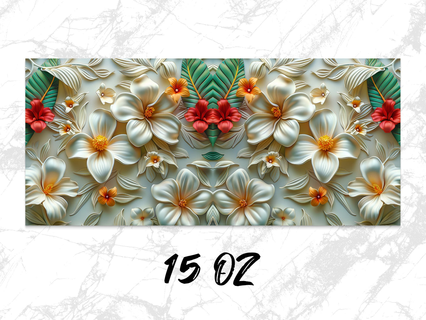 Tropical Floral Mouse Pad, Large Desk Mat, Exotic Flowers and Leaves Design, Home Office Decor, 15 Oz Size