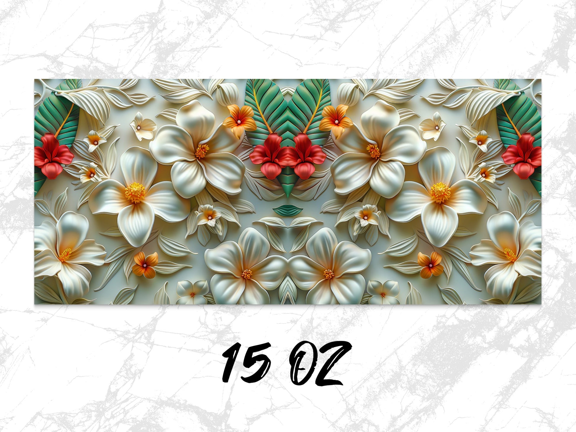 Tropical Floral Mouse Pad, Large Desk Mat, Exotic Flowers and Leaves Design, Home Office Decor, 15 Oz Size