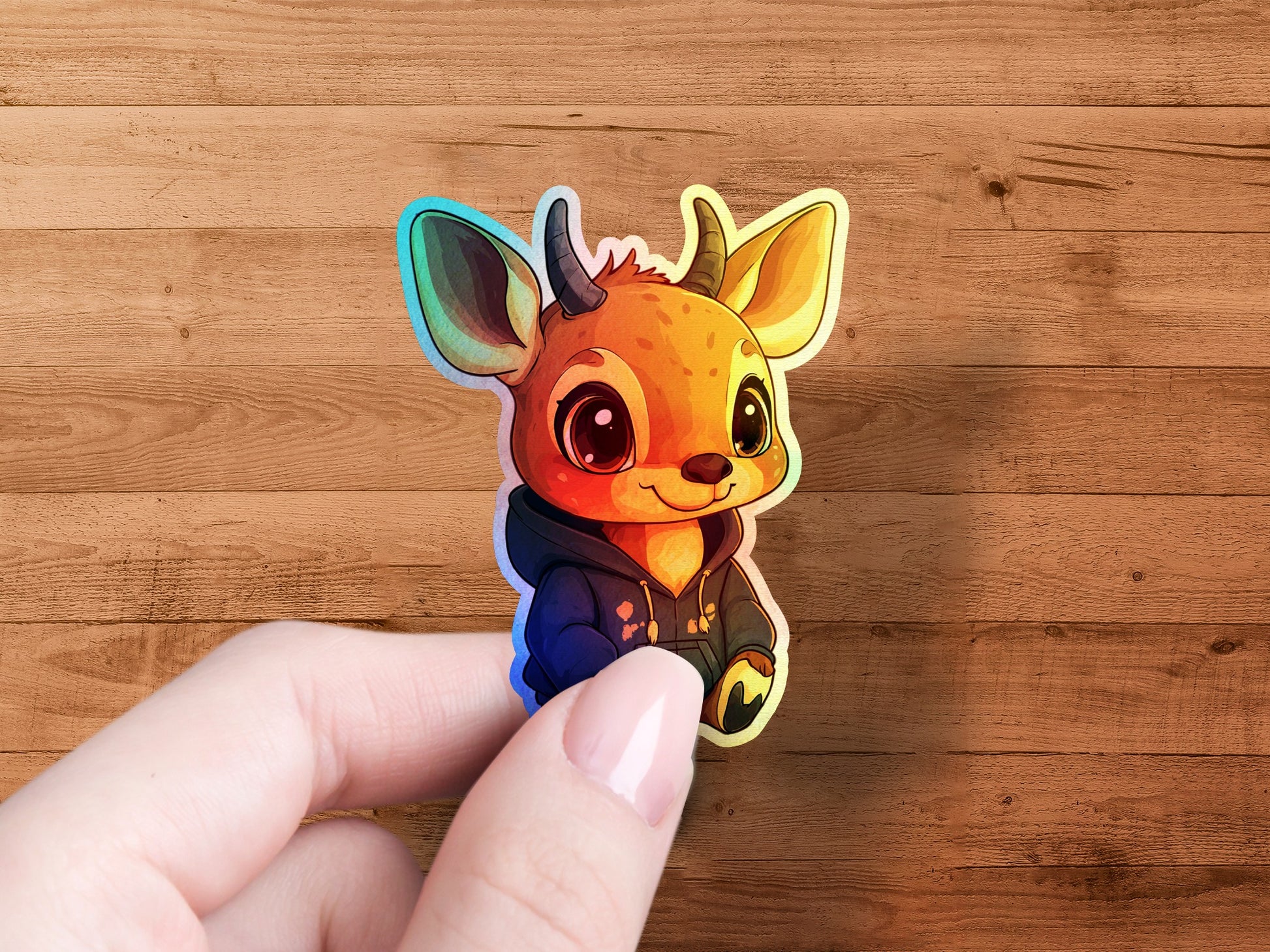 Cute Baby Deer in Hoodie Stickers product