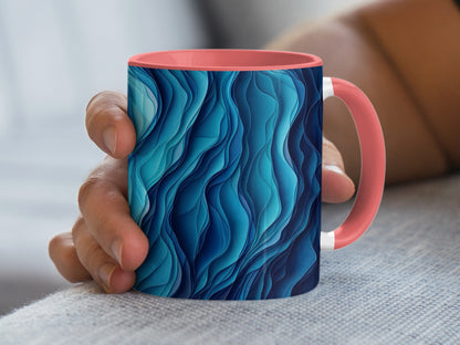 Ocean Waves Blue and Coral Design Mug product