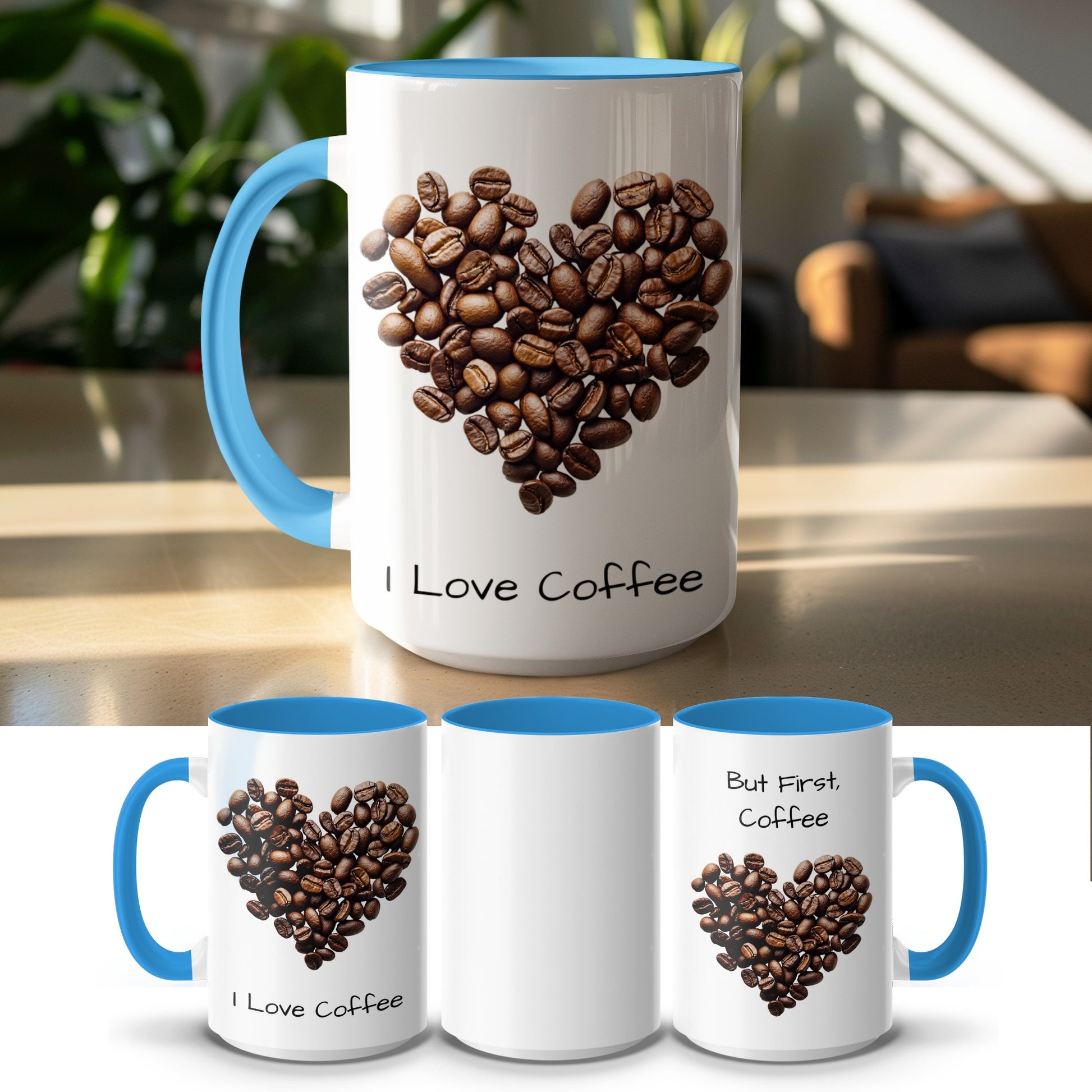 I Love Coffee Heart Shape Design Large Ceramic Mug product
