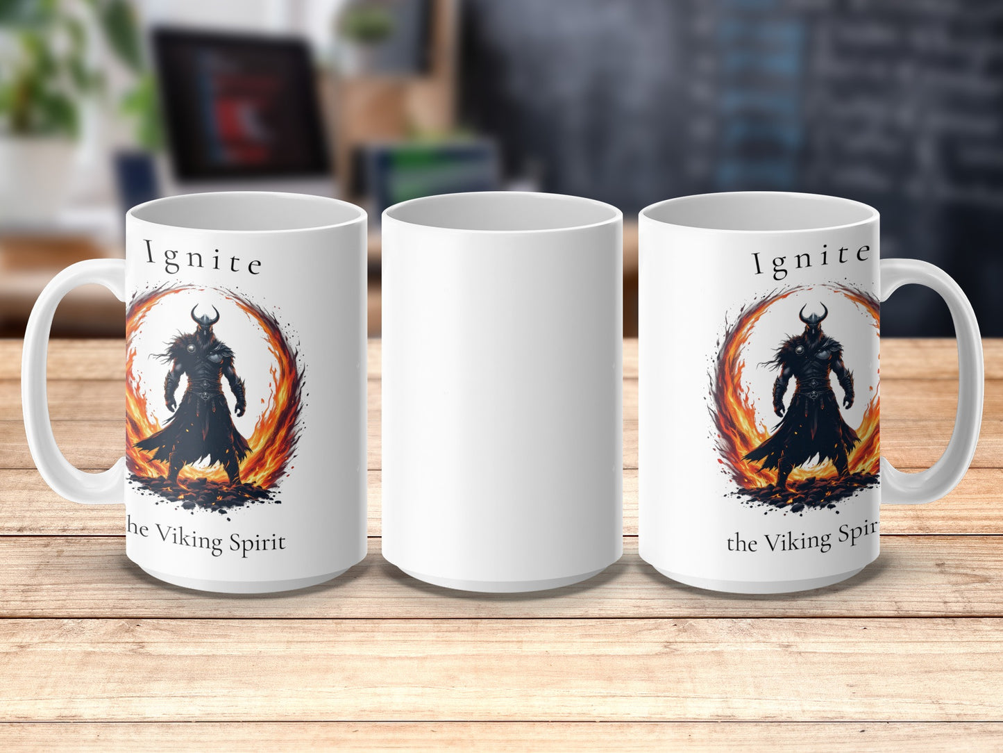 Viking Spirit Coffee Mug, Ignite the Viking Fire Graphic, Unique Norse Mythology Inspired Cup, Perfect Gift for History Buffs