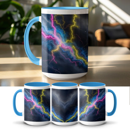 Stunning Lightning Storm Design Blue Handle Mug product