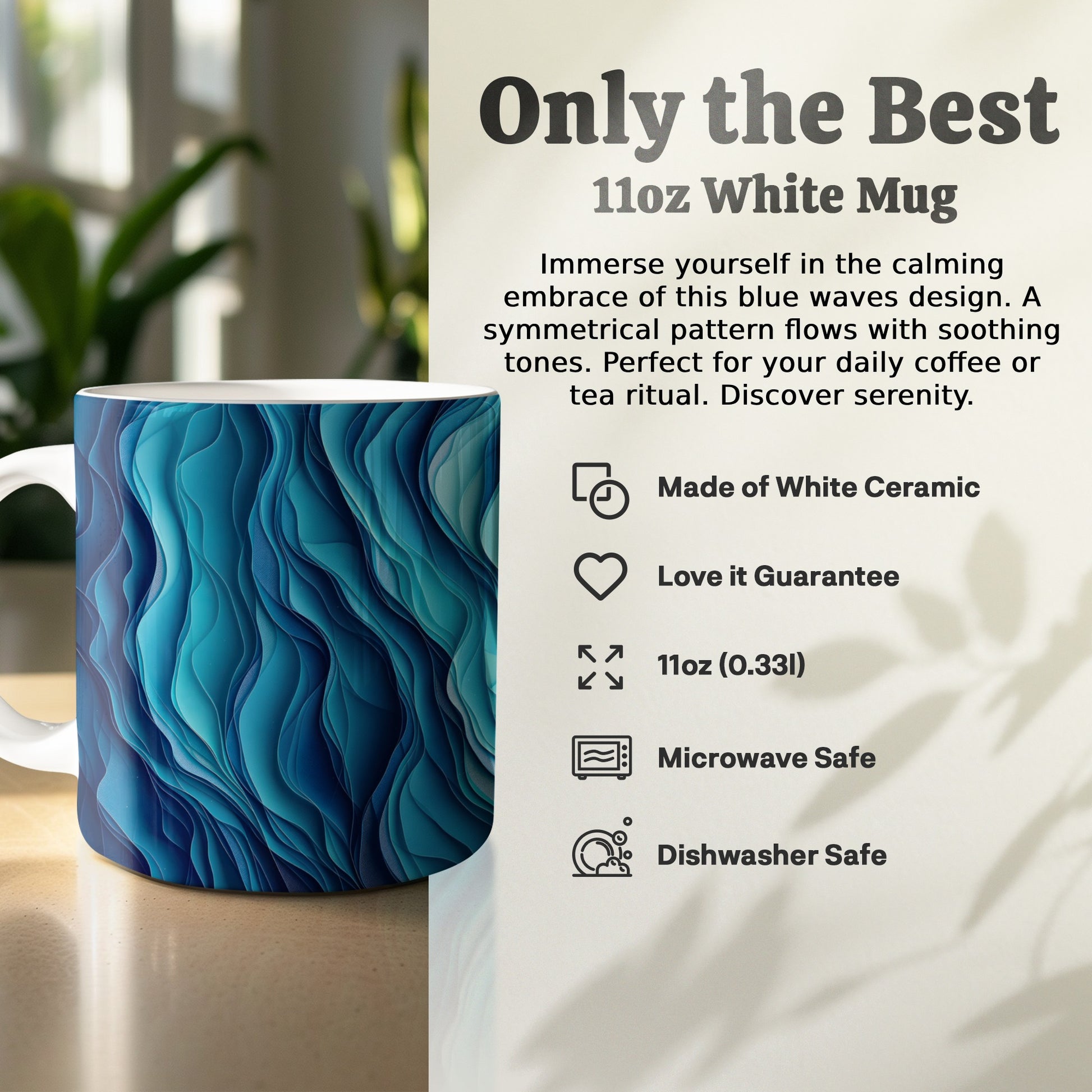 Blue Waves Design Mug Perfect for Coffee and Tea product