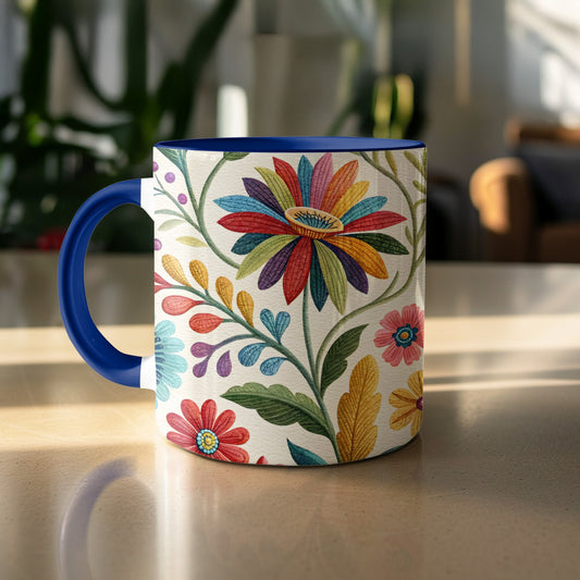 Colorful Floral Pattern Mug for a Cheerful Product