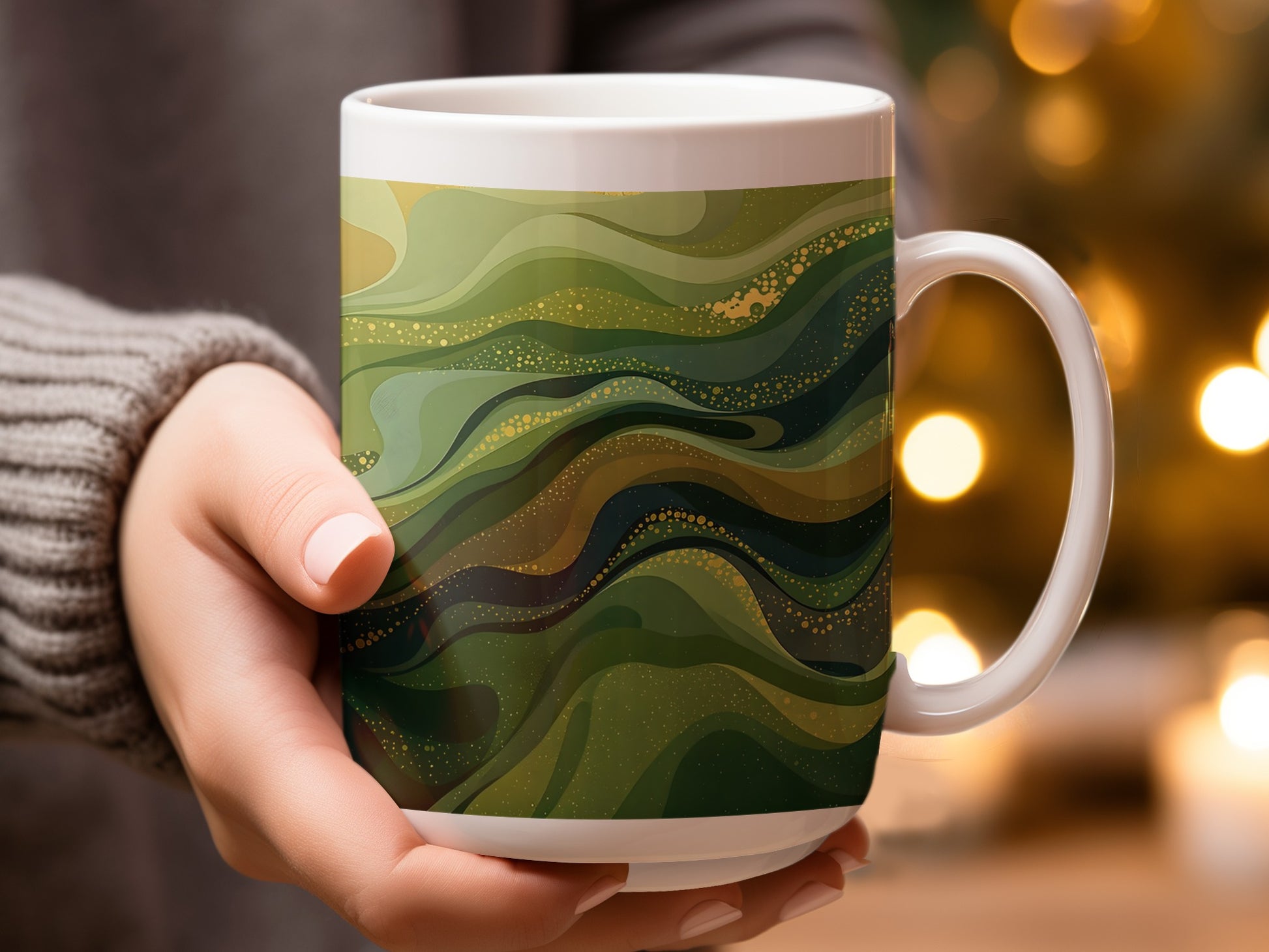 Abstract Green Waves Artistic Coffee Mug product