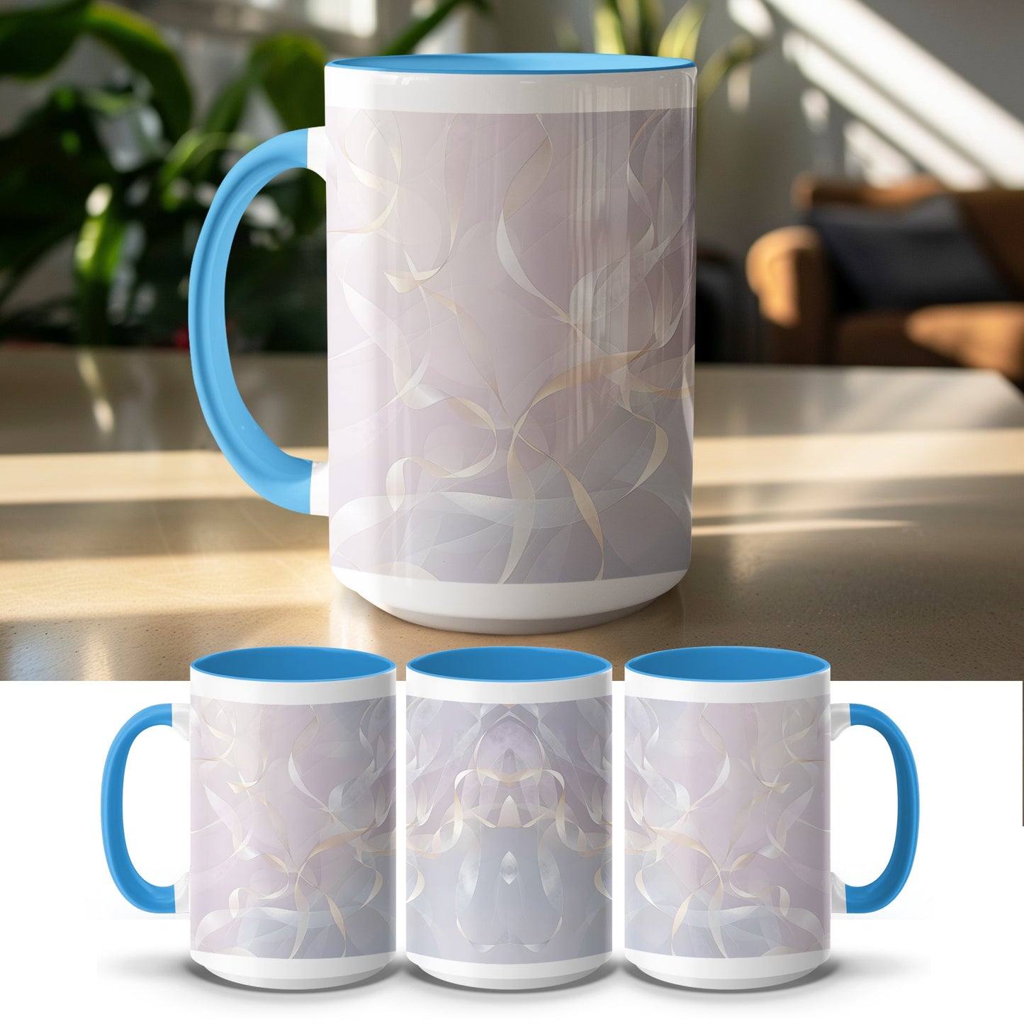 Elegant Pastel Swirls with Blue Accent Mug product