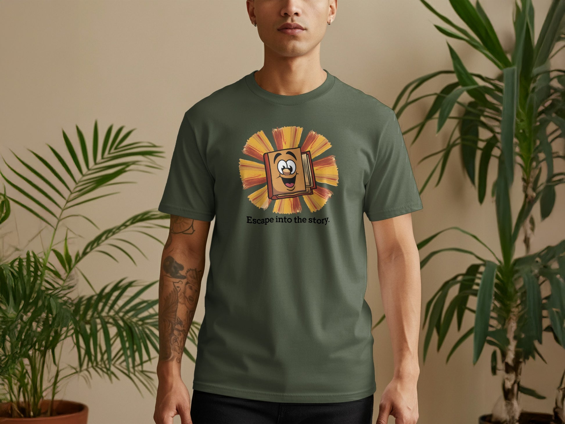 Escape into the story graphic t-shirt product type