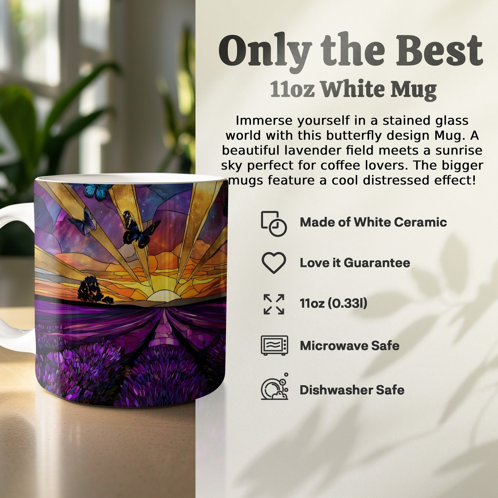 Butterfly Sunrise and Lavender Field Mug product