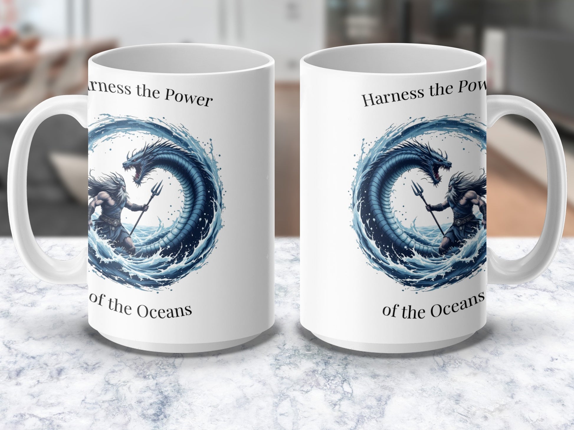 Ocean Wave Coffee Mug, Harness the Power of the Oceans, Surfing Wave Art Cup, Unique Sea Lover Gift
