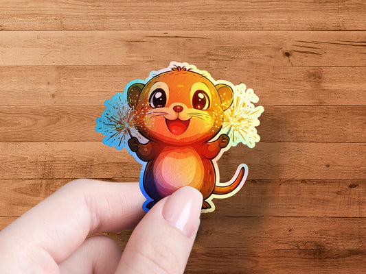 Cute Cartoon Animal with Sparklers Sticker product