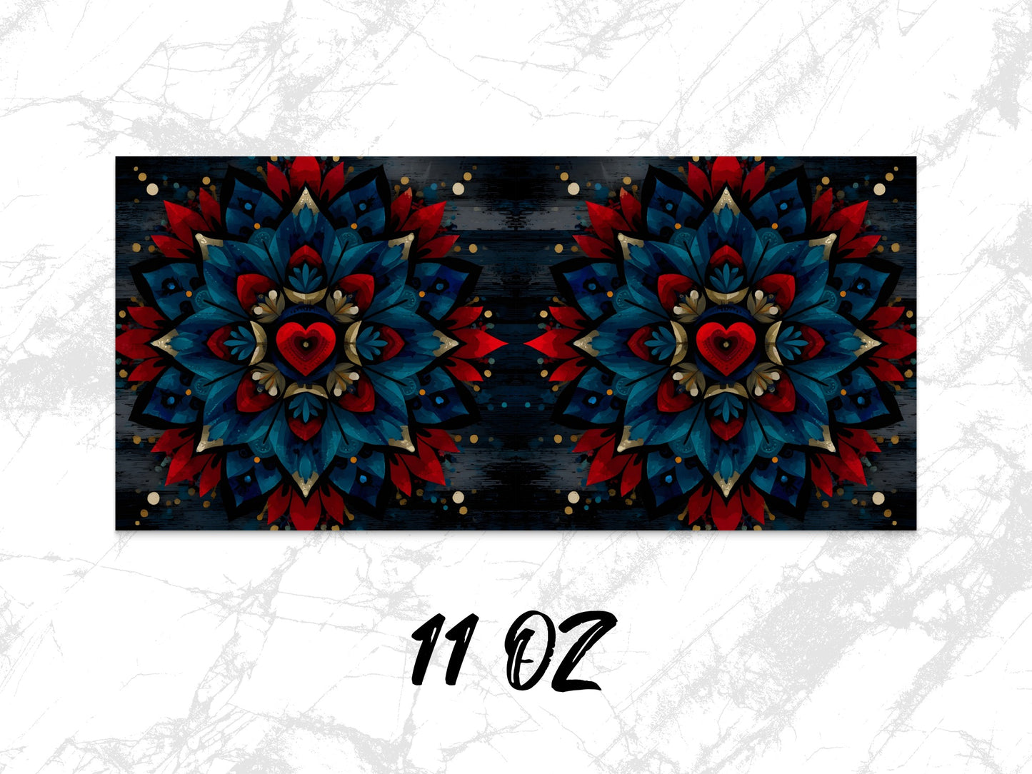 Colorful Mandala Wall Art, Blue Red Abstract Wooden Decor, Boho Chic Home Interior, 11 Oz Size Unique
