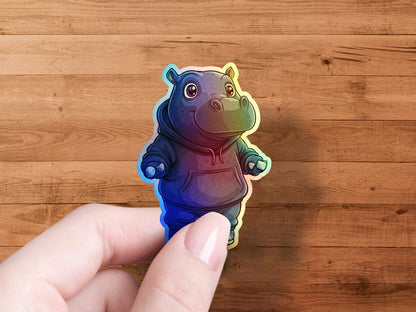 Adorable Hippo Character Sticker product