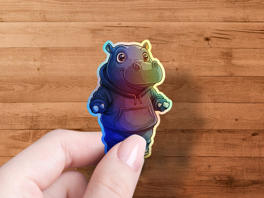Adorable Hippo Character Sticker product