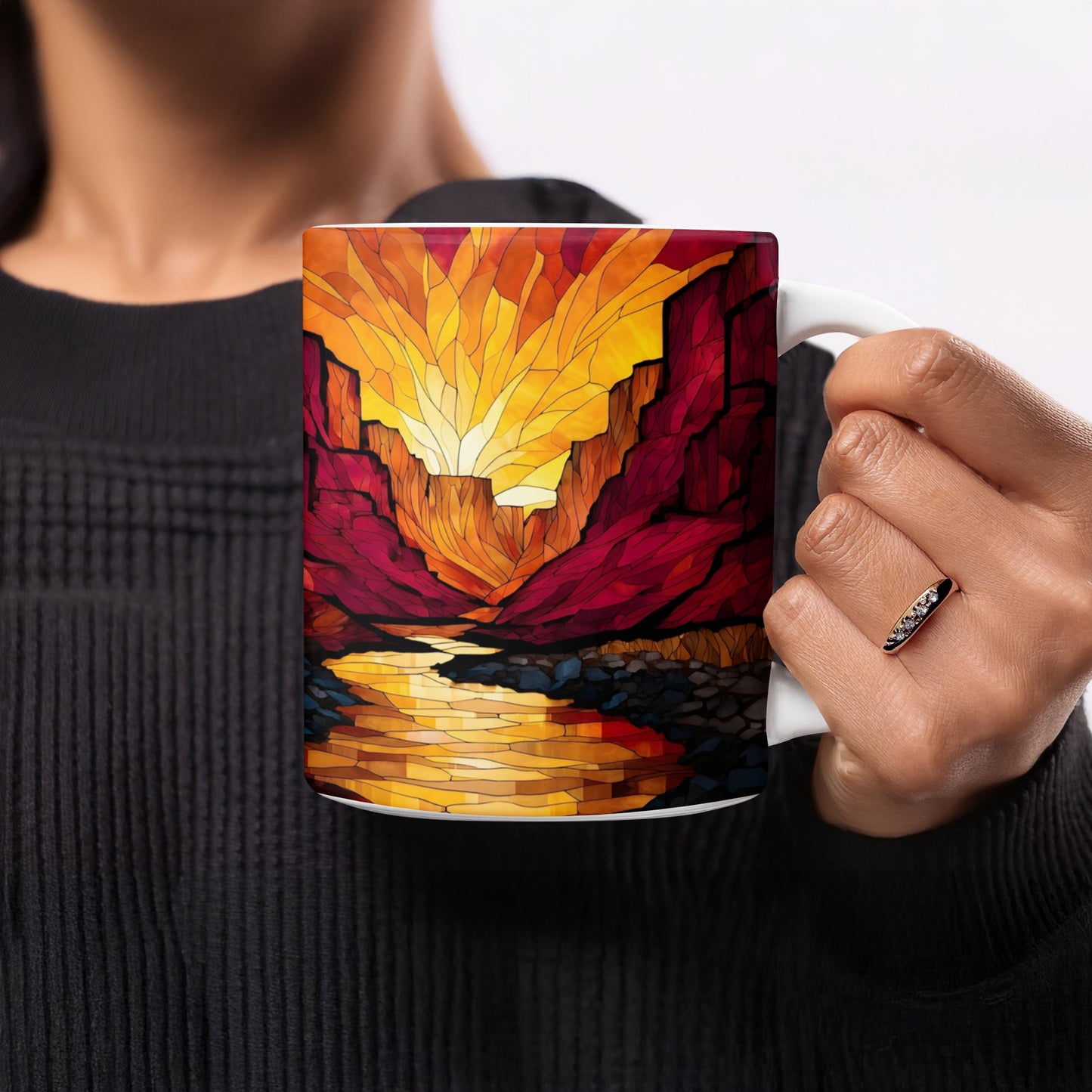 Vibrant Mountain Sunrise Artistic Coffee Mug product