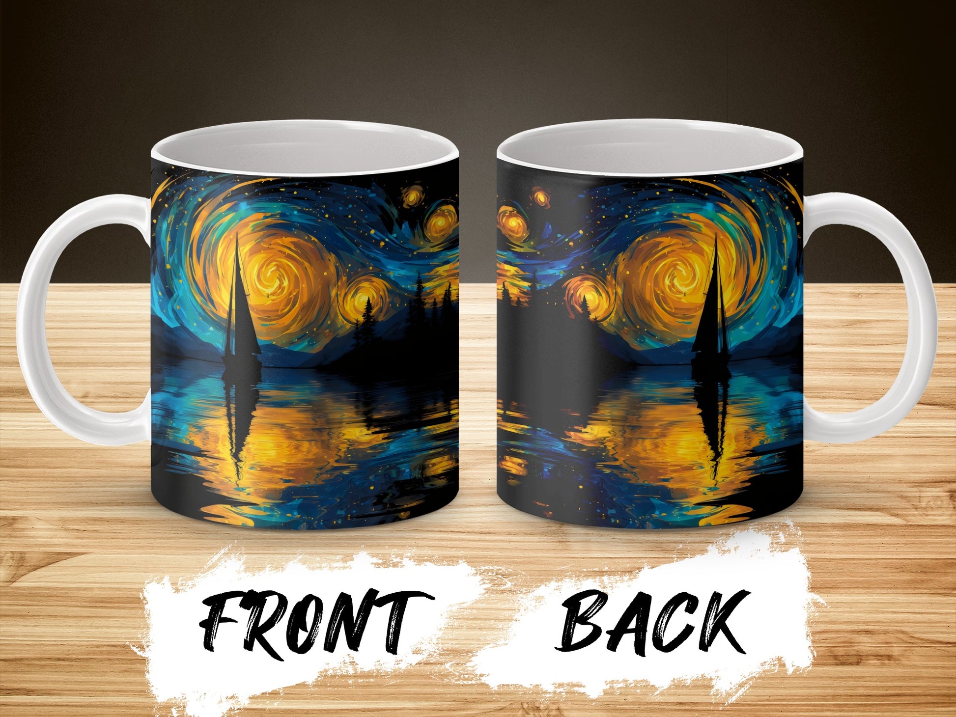 Starry Night Inspired Coffee Mug, Van Gogh Art Print Ceramic Cup, Unique Artistic Drinkware, Dual-Sided Design, Gift Idea