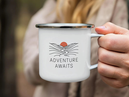 Adventure Awaits Design Camping Mug product