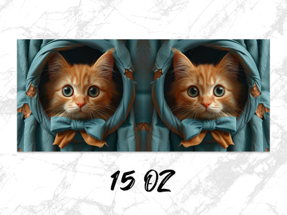 Cute Orange Cat Canvas Print, Twin Kittens in Blue Tents Wall Art, Pet Lover Gift, Home Decor 15 Oz