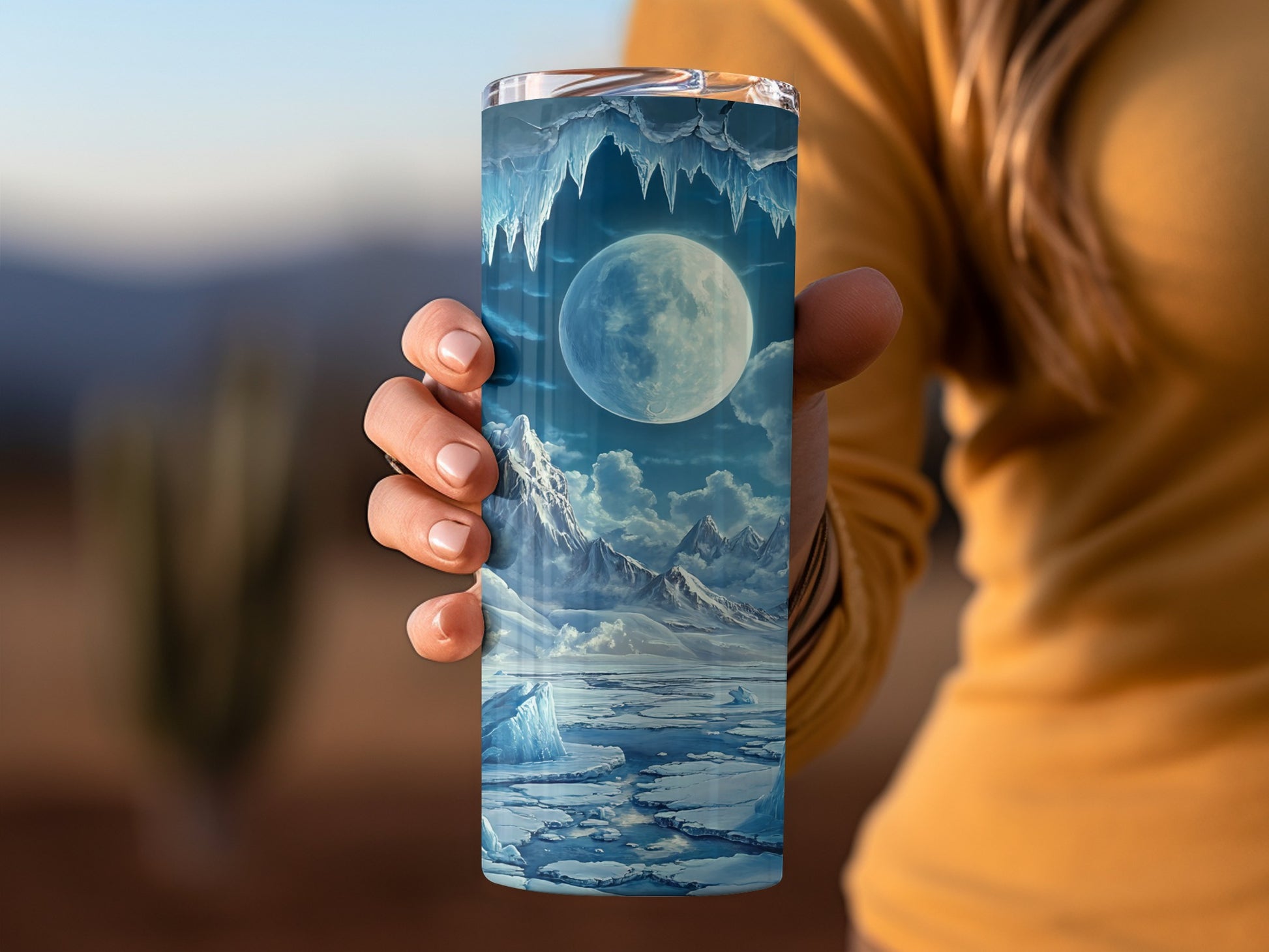 Majestic Moonlit Ice Landscape Insulated Tumbler product