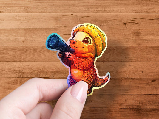Cute Pangolin with Telescope Sticker product