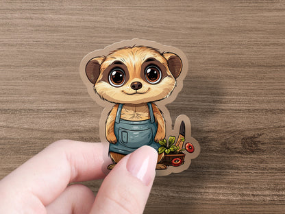 Adorable Meerkat Gardener Cartoon Sticker product type