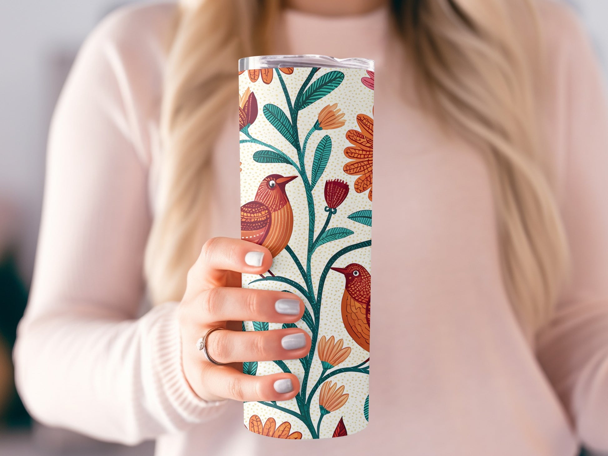 Colorful Floral Bird Design Insulated Tumbler product