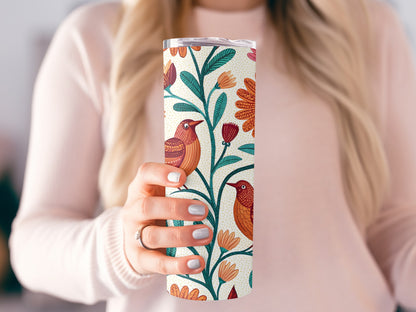 Colorful Floral Bird Design Insulated Tumbler product