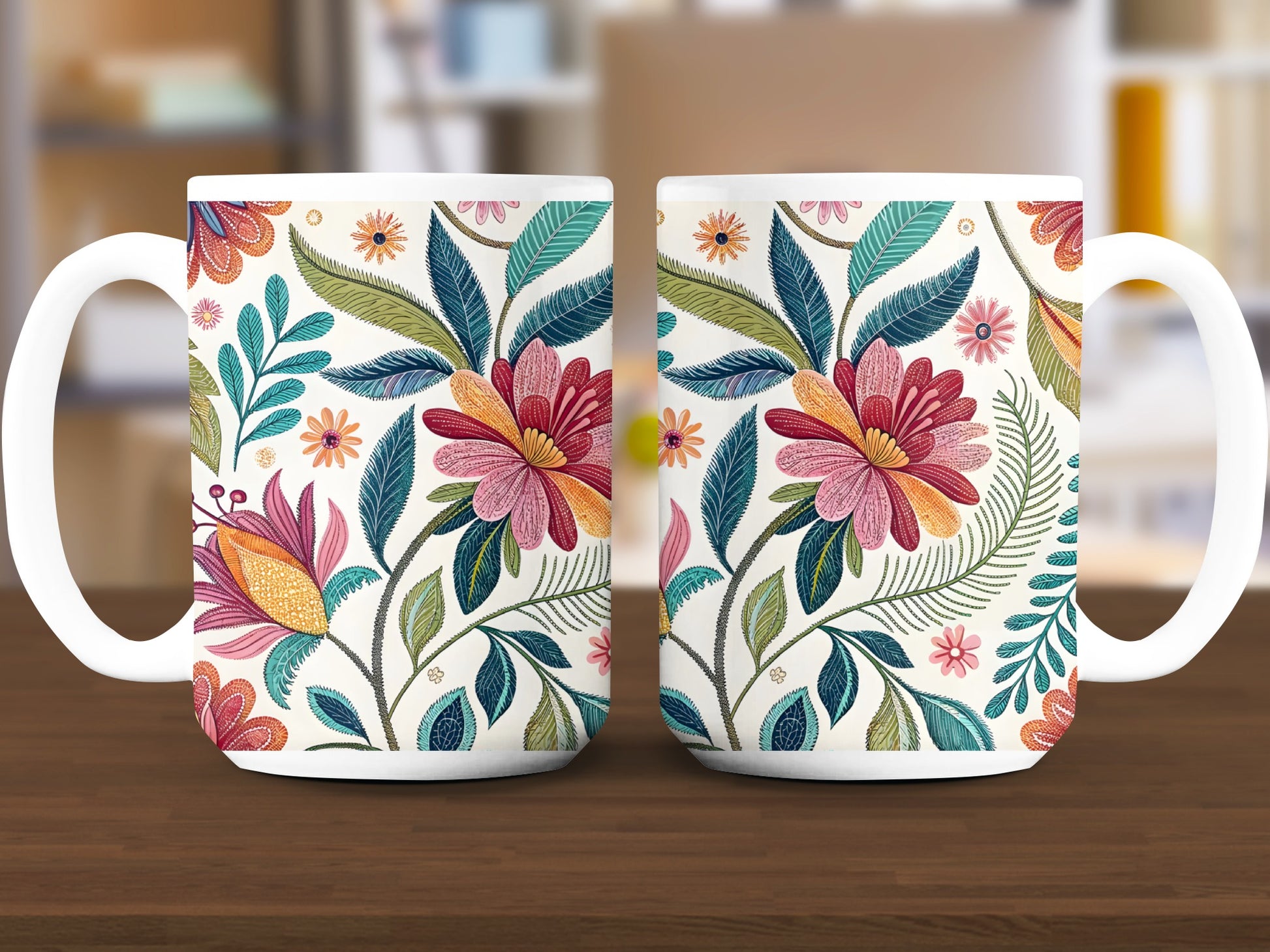Colorful Floral Print on Coffee Mug product