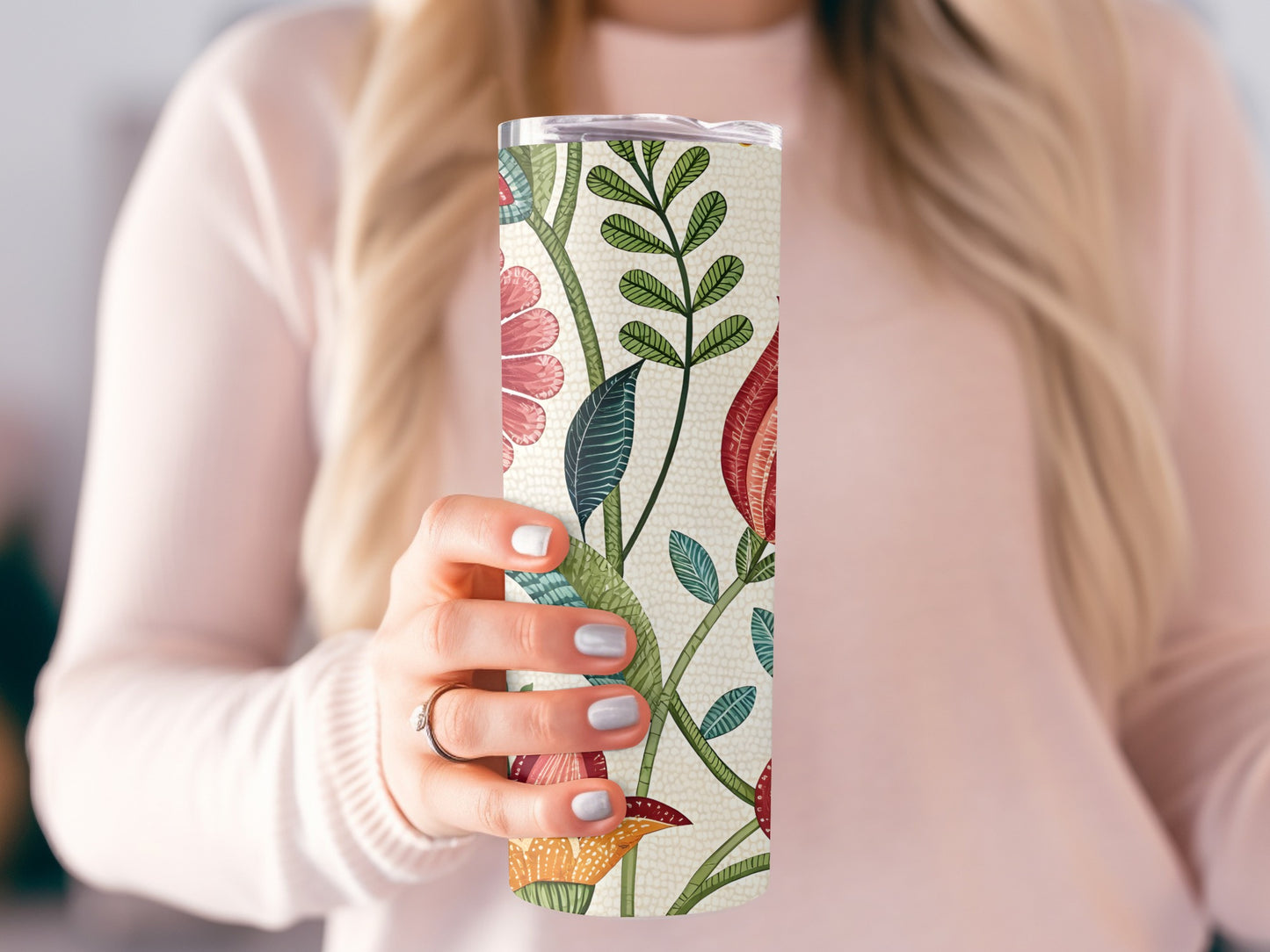 Floral Patterned Tumbler for Stylish Beverage Container Product