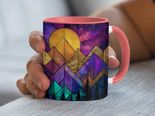 Colorful Mountain and Sun Design Coffee Mug product