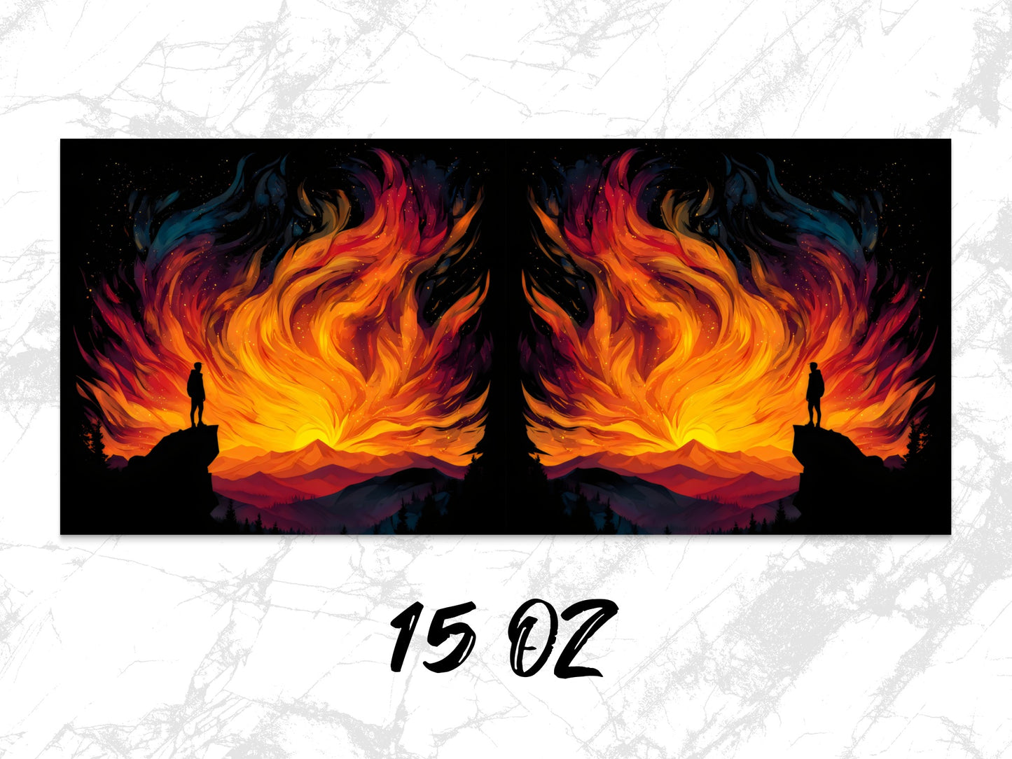 Abstract Fire Art Canvas Print, Vibrant Wall Decor, Symmetrical Flame Design, Unique Home Decoration, 15 OZ