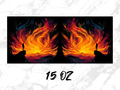 Abstract Fire Art Canvas Print, Vibrant Wall Decor, Symmetrical Flame Design, Unique Home Decoration, 15 OZ